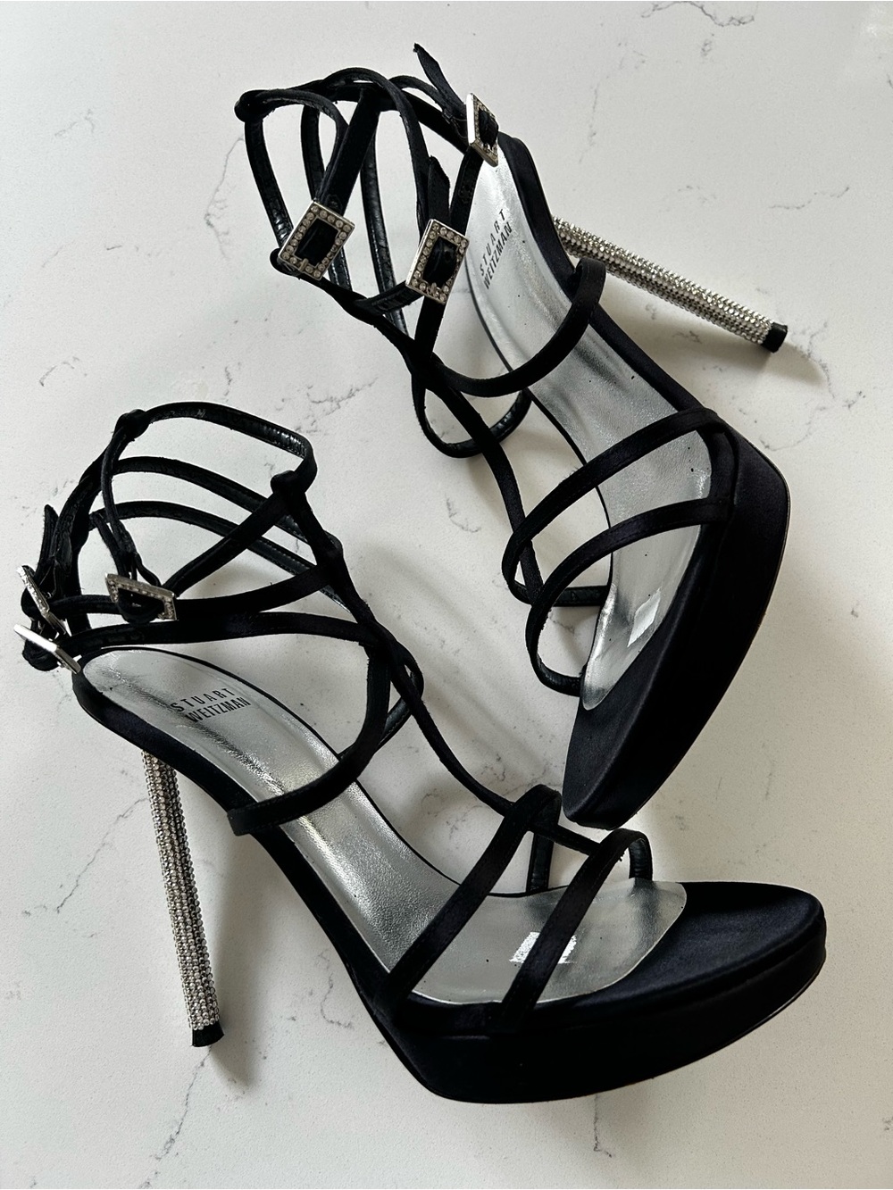 Stuart Weitzman platform heels with crystal buckles and crystal heel size 7.5 - Picture 14 of 14
